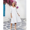 Zeagoo Women’s Dresses 3/4 Sleeve Casual V-Neck A Line Eyelet Midi Dress(03-white)