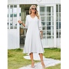 Zeagoo Women’s Dresses 3/4 Sleeve Casual V-Neck A Line Eyelet Midi Dress(03-white)