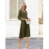 Zeagoo Women’s Dresses 3/4 Sleeve Casual V-Neck A Line Eyelet Midi Dress(Army Green)