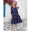 Zeagoo Women’s Dresses 3/4 Sleeve Casual V-Neck A Line Eyelet Midi Dress(Blue Floral)