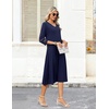 Zeagoo Women’s Dresses 3/4 Sleeve Casual V-Neck A Line Eyelet Midi Dress(Blue-1)