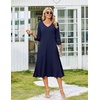 Zeagoo Women’s Dresses 3/4 Sleeve Casual V-Neck A Line Eyelet Midi Dress(Blue-1)