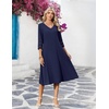 Zeagoo Women’s Dresses 3/4 Sleeve Casual V-Neck A Line Eyelet Midi Dress(Blue-1)