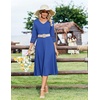 Zeagoo Women’s Dresses 3/4 Sleeve Casual V-Neck A Line Eyelet Midi Dress(Blue-2)