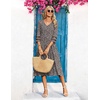 Zeagoo Women’s Dresses 3/4 Sleeve Casual V-Neck A Line Eyelet Midi Dress(Brown Floral)