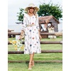 Zeagoo Women’s Dresses 3/4 Sleeve Casual V-Neck A Line Eyelet Midi Dress(Dh950)