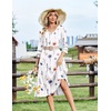 Zeagoo Women’s Dresses 3/4 Sleeve Casual V-Neck A Line Eyelet Midi Dress(Dh950)