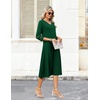 Zeagoo Women’s Dresses 3/4 Sleeve Casual V-Neck A Line Eyelet Midi Dress(Green)