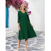 Zeagoo Women’s Dresses 3/4 Sleeve Casual V-Neck A Line Eyelet Midi Dress(Green)