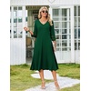 Zeagoo Women’s Dresses 3/4 Sleeve Casual V-Neck A Line Eyelet Midi Dress(Green)