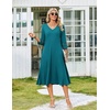 Zeagoo Women’s Dresses 3/4 Sleeve Casual V-Neck A Line Eyelet Midi Dress(Jade Green)