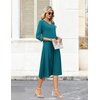 Zeagoo Women’s Dresses 3/4 Sleeve Casual V-Neck A Line Eyelet Midi Dress(Jade Green)