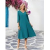 Zeagoo Women’s Dresses 3/4 Sleeve Casual V-Neck A Line Eyelet Midi Dress(Jade Green)