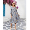 Zeagoo Women’s Dresses 3/4 Sleeve Casual V-Neck A Line Eyelet Midi Dress(Paisley)