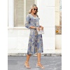 Zeagoo Women’s Dresses 3/4 Sleeve Casual V-Neck A Line Eyelet Midi Dress(Paisley)