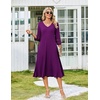Zeagoo Women’s Dresses 3/4 Sleeve Casual V-Neck A Line Eyelet Midi Dress(Purple)