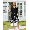 Zeagoo Women’s Dresses 3/4 Sleeve Casual V-Neck A Line Eyelet Midi Dress(Sf100)