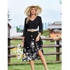 Zeagoo Women’s Dresses 3/4 Sleeve Casual V-Neck A Line Eyelet Midi Dress(Sf100)