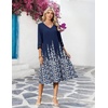 Zeagoo Women’s Dresses 3/4 Sleeve Casual V-Neck A Line Eyelet Midi Dress(Sf119)