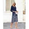 Zeagoo Women’s Dresses 3/4 Sleeve Casual V-Neck A Line Eyelet Midi Dress(Sf119)