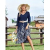 Zeagoo Women’s Dresses 3/4 Sleeve Casual V-Neck A Line Eyelet Midi Dress(Sf119)