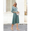 Zeagoo Women’s Dresses 3/4 Sleeve Casual V-Neck A Line Eyelet Midi Dress(Sf234)