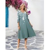 Zeagoo Women’s Dresses 3/4 Sleeve Casual V-Neck A Line Eyelet Midi Dress(Sf234)