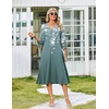 Zeagoo Women’s Dresses 3/4 Sleeve Casual V-Neck A Line Eyelet Midi Dress(Sf234)