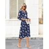 Zeagoo Women’s Dresses 3/4 Sleeve Casual V-Neck A Line Eyelet Midi Dress(Sf238)