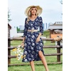 Zeagoo Women’s Dresses 3/4 Sleeve Casual V-Neck A Line Eyelet Midi Dress(Sf238)
