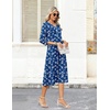 Zeagoo Women’s Dresses 3/4 Sleeve Casual V-Neck A Line Eyelet Midi Dress(Sp108)