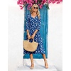 Zeagoo Women’s Dresses 3/4 Sleeve Casual V-Neck A Line Eyelet Midi Dress(Sp108)