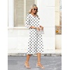 Zeagoo Women’s Dresses 3/4 Sleeve Casual V-Neck A Line Eyelet Midi Dress(White Polka Dot)