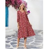 Zeagoo Women’s Dresses 3/4 Sleeve Casual V-Neck A Line Eyelet Midi Dress(Xh268)