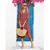 Zeagoo Women’s Dresses 3/4 Sleeve Casual V-Neck A Line Eyelet Midi Dress(Xh268)