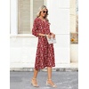 Zeagoo Women’s Dresses 3/4 Sleeve Casual V-Neck A Line Eyelet Midi Dress(Xh268)
