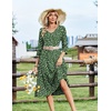 Zeagoo Women’s Dresses 3/4 Sleeve Casual V-Neck A Line Eyelet Midi Dress(Xh527)