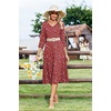 Zeagoo Women’s Dresses 3/4 Sleeve Casual V-Neck A Line Eyelet Midi Dress(Xh546)