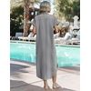 Zeagoo Womens Dresses Casual Summer Short Sleeve Button Down Long Shirt Dresses Swimsuit Beach Cover Ups with Pockets(01-ablack Stripe)