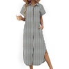 Zeagoo Womens Dresses Casual Summer Short Sleeve Button Down Long Shirt Dresses Swimsuit Beach Cover Ups with Pockets(01-ablack Stripe)