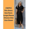 Zeagoo Womens Dresses Casual Summer Short Sleeve Button Down Long Shirt Dresses Swimsuit Beach Cover Ups with Pockets(01-black)