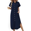 Zeagoo Womens Dresses Casual Summer Short Sleeve Button Down Long Shirt Dresses Swimsuit Beach Cover Ups with Pockets(01-navy Blue)