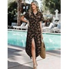 Zeagoo Womens Dresses Casual Summer Short Sleeve Button Down Long Shirt Dresses Swimsuit Beach Cover Ups with Pockets(Black Floral)