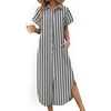 Zeagoo Womens Dresses Casual Summer Short Sleeve Button Down Long Shirt Dresses Swimsuit Beach Cover Ups with Pockets(Black Wide Stripes)