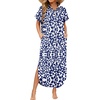 Zeagoo Womens Dresses Casual Summer Short Sleeve Button Down Long Shirt Dresses Swimsuit Beach Cover Ups with Pockets(Blue Floral)