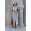 Zeagoo Womens Dresses Casual Summer Short Sleeve Button Down Long Shirt Dresses Swimsuit Beach Cover Ups with Pockets(Blue Wide Stripes)