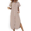 Zeagoo Womens Dresses Casual Summer Short Sleeve Button Down Long Shirt Dresses Swimsuit Beach Cover Ups with Pockets(Brown Stripe)