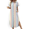 Zeagoo Womens Dresses Casual Summer Short Sleeve Button Down Long Shirt Dresses Swimsuit Beach Cover Ups with Pockets(Color Stripe)