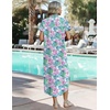 Zeagoo Womens Dresses Casual Summer Short Sleeve Button Down Long Shirt Dresses Swimsuit Beach Cover Ups with Pockets(Coral Floral)