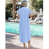 Zeagoo Womens Dresses Casual Summer Short Sleeve Button Down Long Shirt Dresses Swimsuit Beach Cover Ups with Pockets(Light Blue)